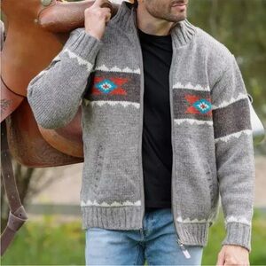 Men's Laundromat Gray Navajo Patterned Jacket